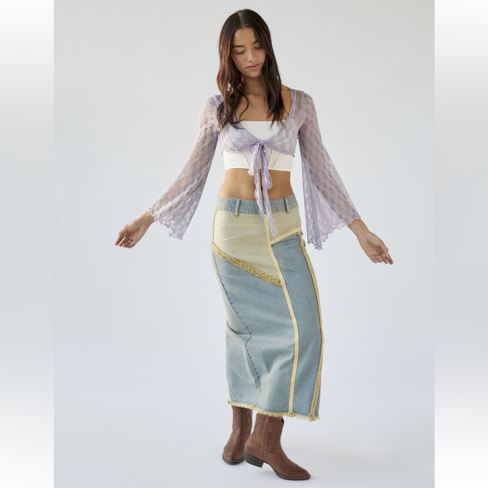 Urban Outfitters BDG Margot Denim Patchwork Maxi Skirt